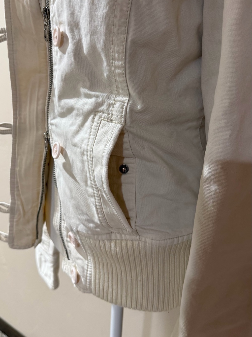 Hollister Cream Faux-Fur Lined Hooded Bomber Parka Jacket - Picture 7 of 10